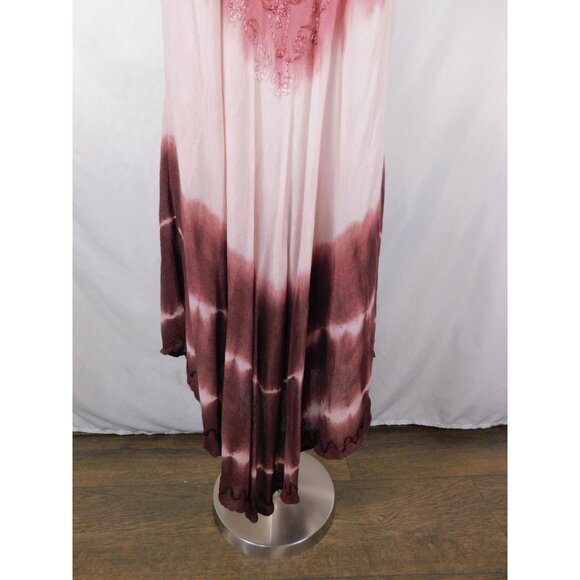 Seven Islands New York Dress Womens 2X Pink Burgundy Tie Dye Embroidered Rayon - Picture 3 of 12